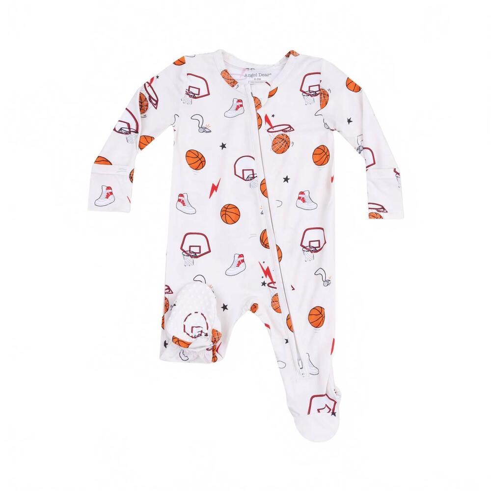 NEW ANGEL DEAR boys zipper footie in basketball